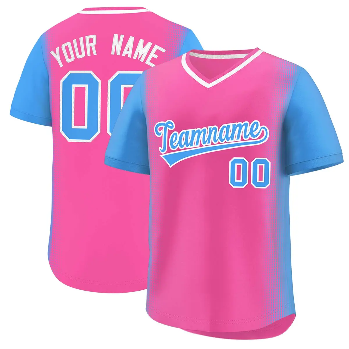 Pink Powder Blue Raglan Pullover Baseball Jersey