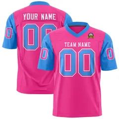 Pink Powder Blue Raglan Sleeves Authentic Football Jersey 1