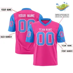 Pink Powder Blue Raglan Sleeves Authentic Football Jersey 2