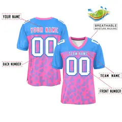 Pink Powder Blue Raglan Sleeves Camo Football Jersey 2