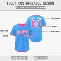 Pink Powder Blue Reversible Pullover Baseball Jersey 3