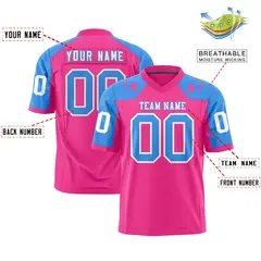 Pink Powder Blue Shoulder Star Pattern Flag Football Jersey 2