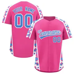 Pink Powder Blue Side Camo Baseball Jersey 1