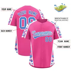 Pink Powder Blue Side Camo Baseball Jersey 2