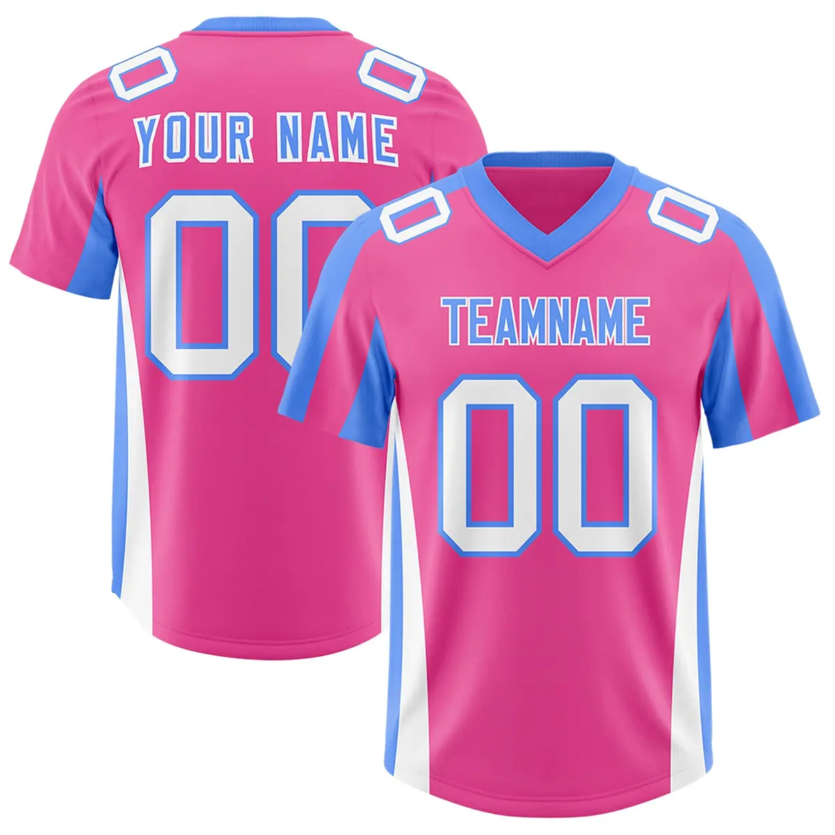 Pink Powder Blue Side Stripe Authentic Football Jersey