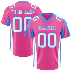 Pink Powder Blue Side Stripe Authentic Football Jersey 1
