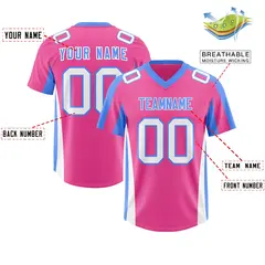 Pink Powder Blue Side Stripe Authentic Football Jersey 2