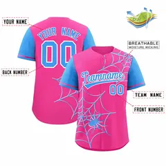 Pink Powder Blue Spider Web Raglan Sleeves Baseball Jersey 2