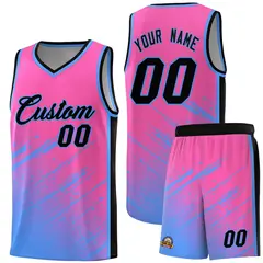 Pink Powder Blue Splash Basketball Uniforms for Match 1