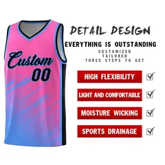 Pink Powder Blue Splash Basketball Uniforms for Match 2