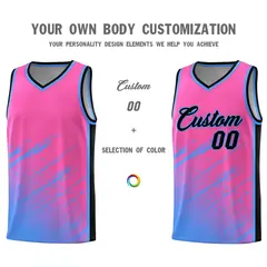 Pink Powder Blue Splash Basketball Uniforms for Match 3