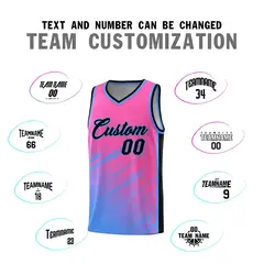 Pink Powder Blue Splash Basketball Uniforms for Match 4