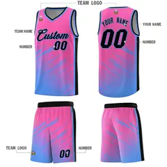 Pink Powder Blue Splash Basketball Uniforms for Match 5