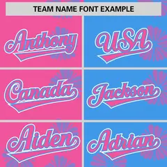 Pink Powder Blue Split Flower Graffiti Baseball Jersey 3