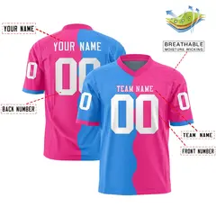 Pink Powder Blue Split Mesh Football Jersey 2