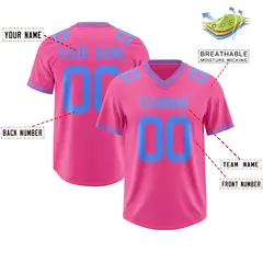 Pink Powder Blue Square Neckline Football Jersey 2