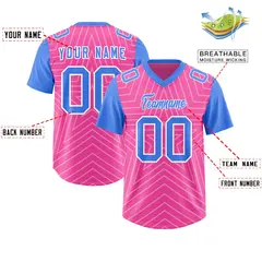 Pink Powder Blue Star Pattern Raglan Sleeves Football Jersey 2