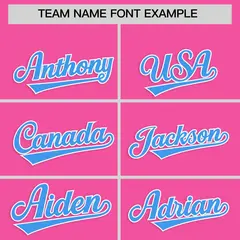 Pink Powder Blue Star Ribbing Authentic Baseball Jersey 3