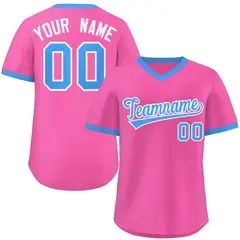 Pink Powder Blue Stripe Authentic Pullover Baseball Jersey 1