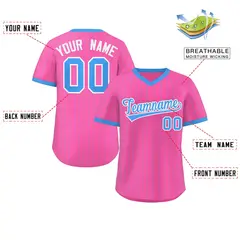 Pink Powder Blue Stripe Authentic Pullover Baseball Jersey 2