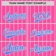 Pink Powder Blue Stripe Raglan Baseball Jersey 3