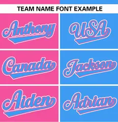 Pink Powder Blue Stripe-Solid Combo Baseball Jersey 3