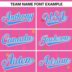 Pink Powder Blue Stripe Star Pattern Baseball Jersey 3