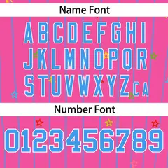 Pink Powder Blue Stripe Star Pattern Baseball Jersey 4