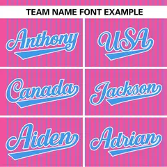 Pink Powder Blue Striped Fashion Two-Button Softball Jersey 4