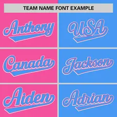 Pink Powder Blue Striped Two Tone Authentic Baseball Jersey 3
