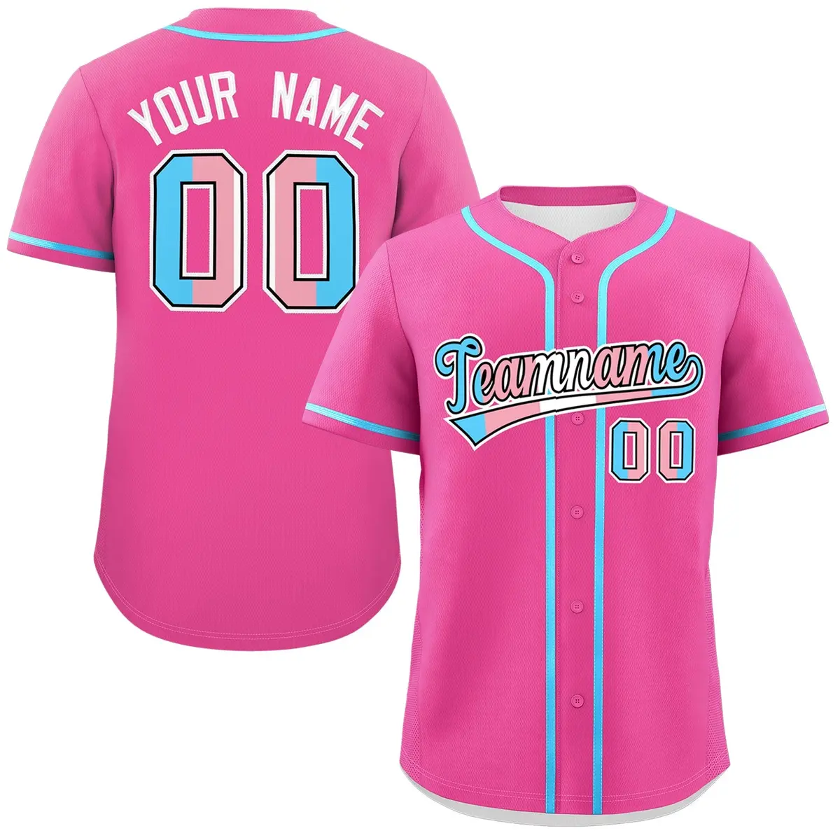 Pink Powder Blue Transgender Pride Month Baseball Jersey