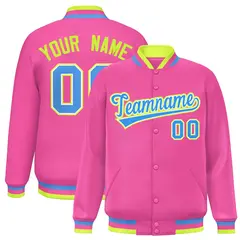 Pink Powder Blue Varsity Letterman Baseball Jacket