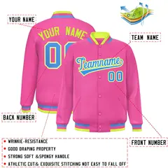 Pink Powder Blue Varsity Letterman Baseball Jacket 2