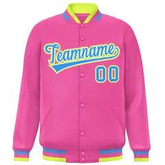 Pink Powder Blue Varsity Letterman Baseball Jacket 3