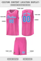 Pink Powder Blue Vertical Stripe Team Basketball Jersey 2