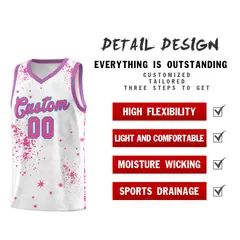 Pink Powder Blue Vice Burst Graffiti Basketball Jersey 2