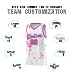 Pink Powder Blue Vice Burst Graffiti Basketball Jersey 4