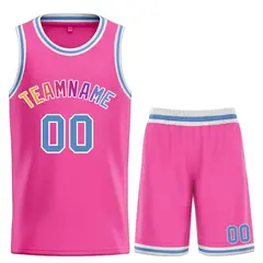 Pink Powder Blue-White Bull Classic Sets Basketball Jersey