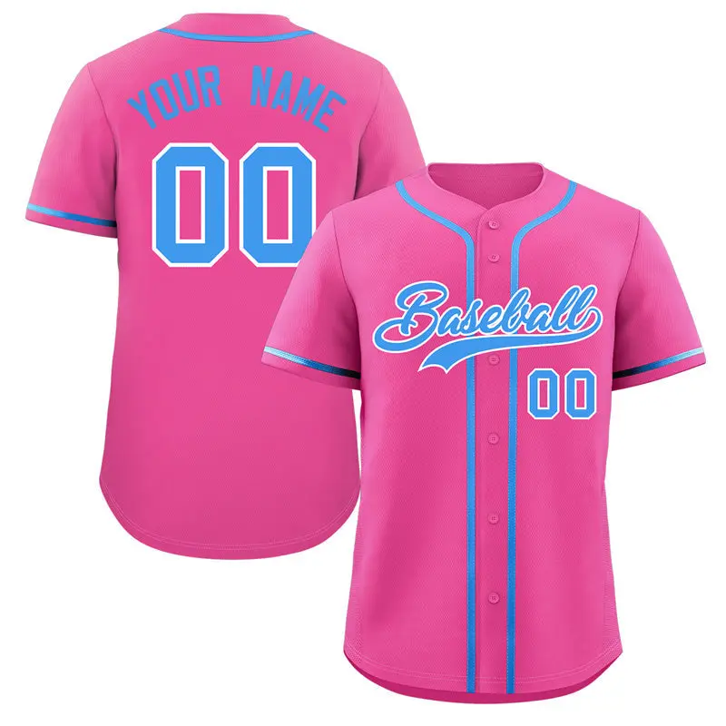 Pink Powder Blue White Classic Authentic Baseball Jersey