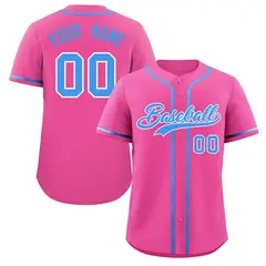 Pink Powder Blue White Classic Authentic Baseball Jersey