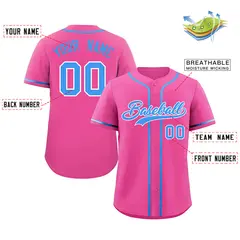 Pink Powder Blue White Classic Authentic Baseball Jersey 2