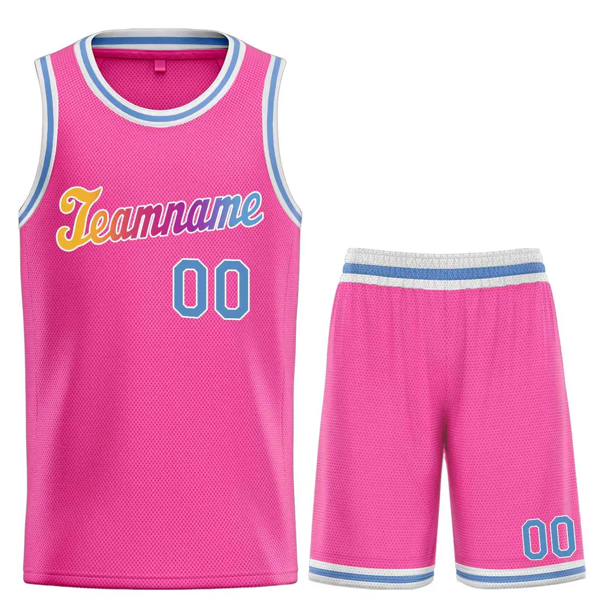 Pink Powder Blue-White Classic Basketball Uniform Jersey