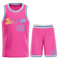 Pink Powder Blue-White Classic Basketball Uniform Jersey