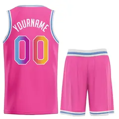 Pink Powder Blue-White Classic Basketball Uniform Jersey 2