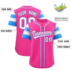 Pink Powder Blue White Flag Lace Sleeve Baseball Jersey 2