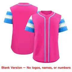 Pink Powder Blue White Flag Lace Sleeve Baseball Jersey 7
