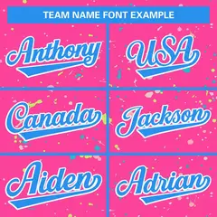 Pink Powder Blue White Full-Zip Graffiti Splash Varsity Letterman Jacket 5