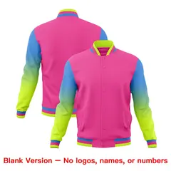 Pink Powder Blue White Gradient Raglan Varsity Letterman Jacket 7