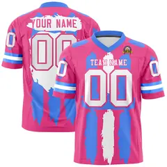 Pink Powder Blue White Graffiti Pattern Flag Football Jersey