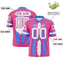 Pink Powder Blue White Graffiti Pattern Flag Football Jersey 2